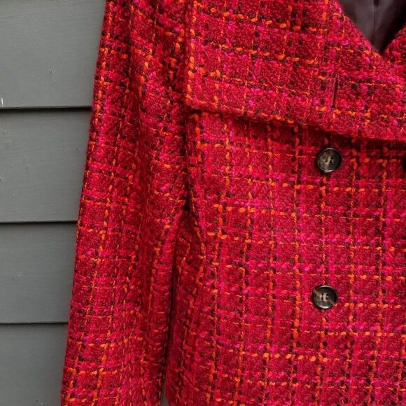 Talbots Red Tweed Double Breasted Pea Coat size 9 - Picture 9 of 14